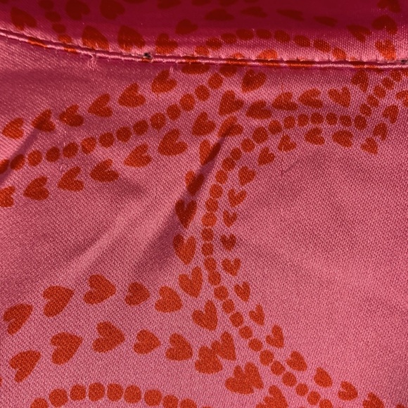 Bailey 44 size small satin button down shirt cropped front tie hearts pink red - Picture 12 of 14